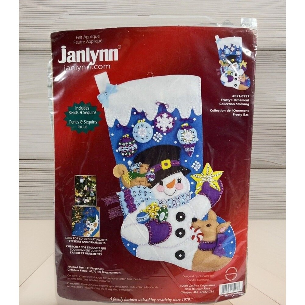 Janlynn Frostys Ornament Collection Christmas 18" Felt Stocking Kit 021-0997